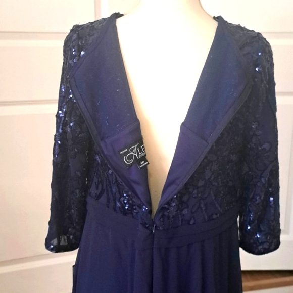 Alex Evening 14 Petite Empire Waist Sequin aline with cascade style 8296784 NWT - Picture 11 of 12
